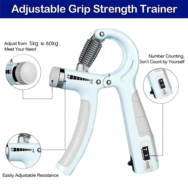 Grip Strength Trainer, Hand Grip Exerciser Strengthener with Adjustable Resistance 11-132 Lbs (5-60kg) with Set Count