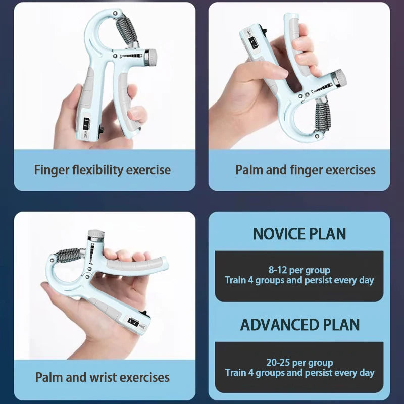 Grip Strength Trainer, Hand Grip Exerciser Strengthener with Adjustable Resistance 11-132 Lbs (5-60kg) with Set Count
