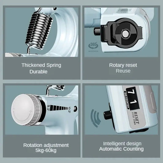 Grip Strength Trainer, Hand Grip Exerciser Strengthener with Adjustable Resistance 11-132 Lbs (5-60kg) with Set Count