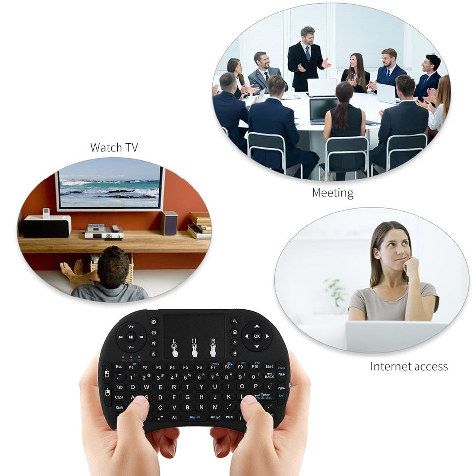 I8 2.4GHz Backlit Mini Wireless Remote Keyboard w/ Touchpad for Laptop/PC/Tablets/Windows/Mac/TV/Console