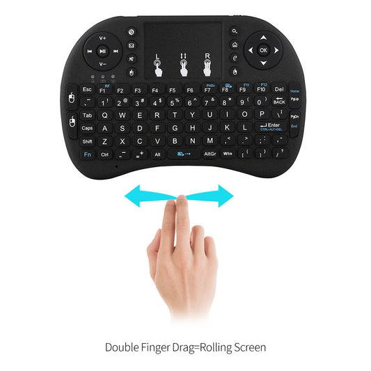 I8 2.4GHz Backlit Mini Wireless Remote Keyboard w/ Touchpad for Laptop/PC/Tablets/Windows/Mac/TV/Console
