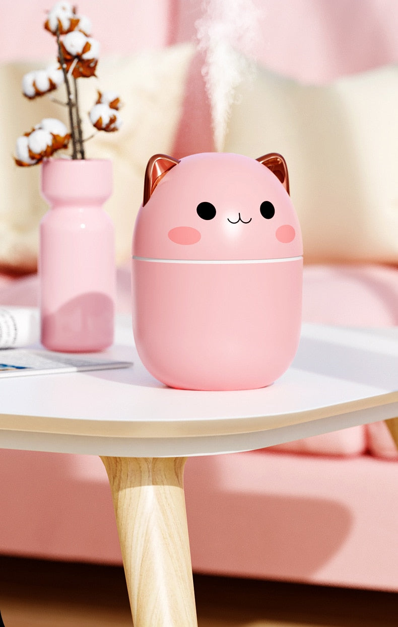 Cute Mini Kawaii Air Purifier Humidifier w/LED Light Cool Mist For Bedroom Home Car Kids Plants