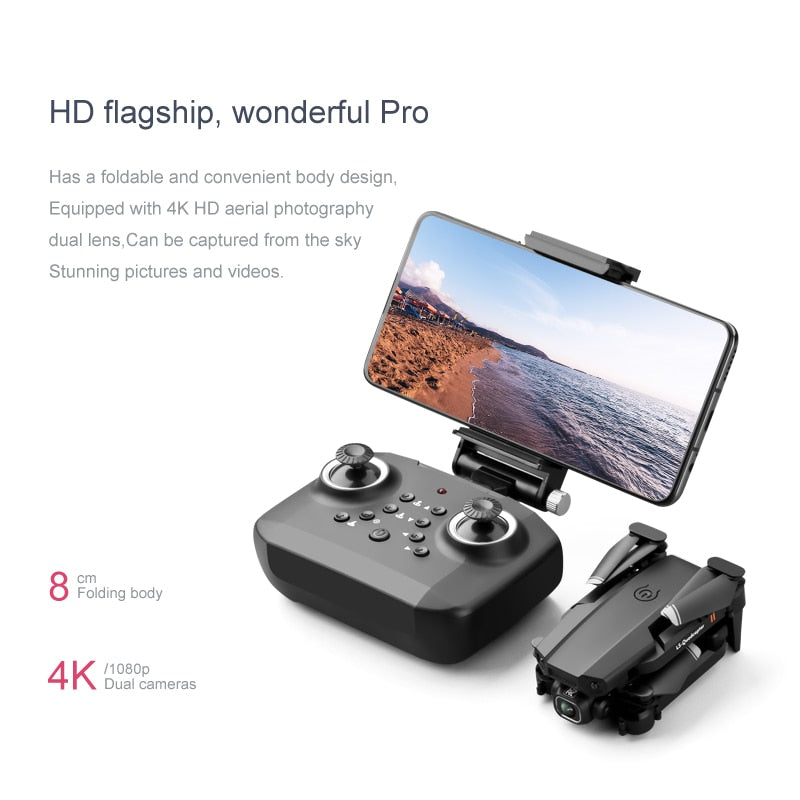 Mini Drone 4K 1080P HD Dual Camera WiFi FPV Air Pressure Altitude Hold Foldable LS Quadcopter XT6