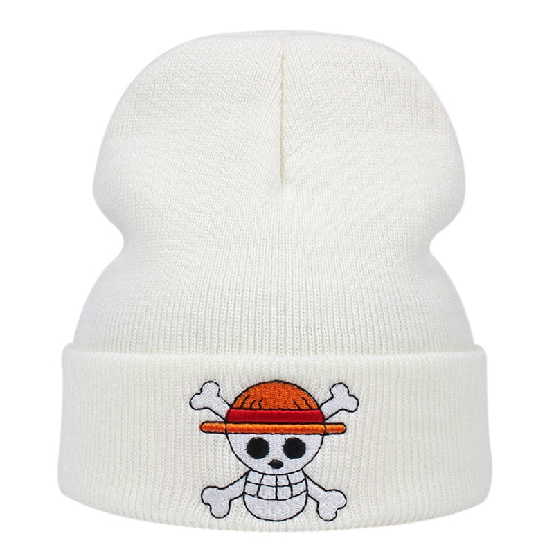 One Piece Beanie Anime Jolly Roger Embroidered Knitted