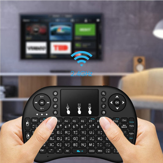 I8 2.4GHz Backlit Mini Wireless Remote Keyboard w/ Touchpad for Laptop/PC/Tablets/Windows/Mac/TV/Console