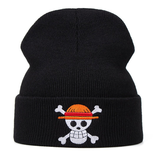 One Piece Beanie Anime Jolly Roger Embroidered Knitted